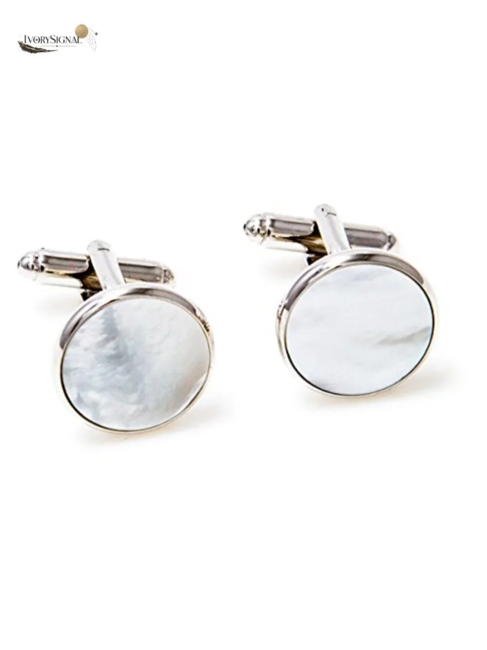 Mother of Pearl Cufflinks & Studs Tuxedo Set in Gift Box with Polishing Cloth